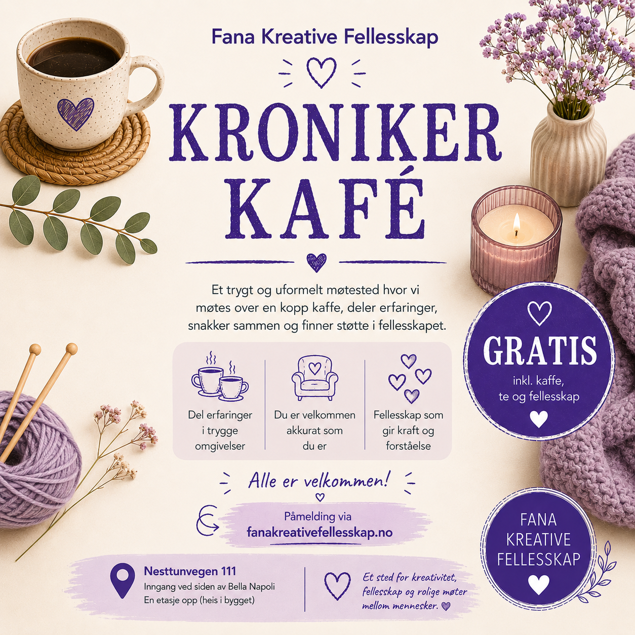 KronikerKafé. Onsdag 29.juli. Kl. 12.00 - 15.00