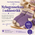Nybegynnerkurs i sokkestrikk . Fredag 31.juli. 17.00 - 20.00