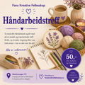 Håndarbeidstreff. Søndag 23 August.  12-15