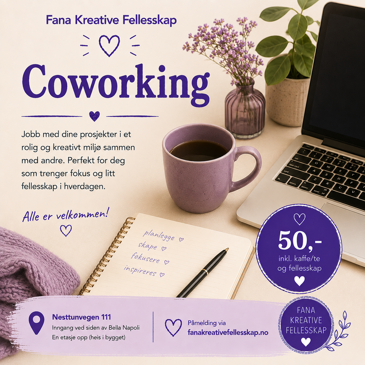 Coworking. Torsdag 06 August Kl. 09.00-12.00