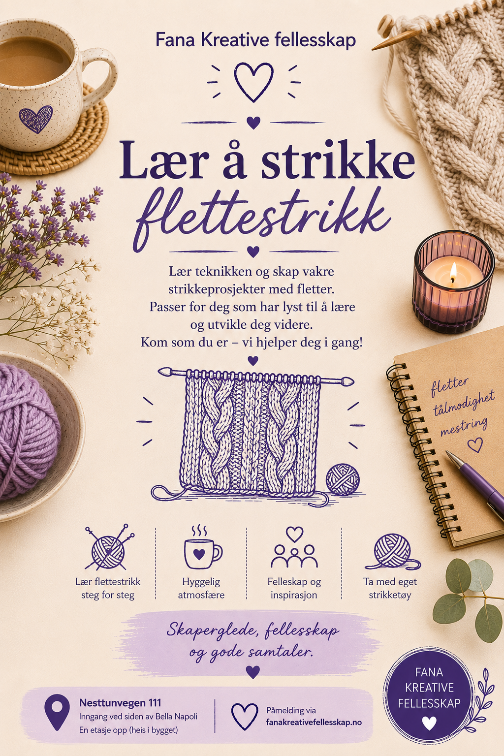 Lær å strikke flettestrikk 13 August