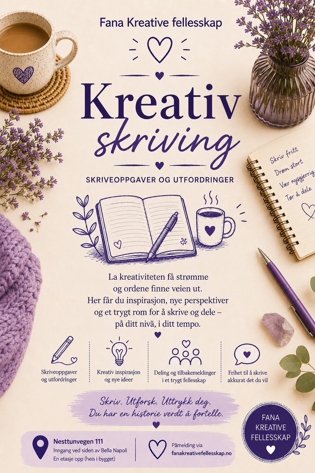 Kreativ skriving. Fredag 14 August
